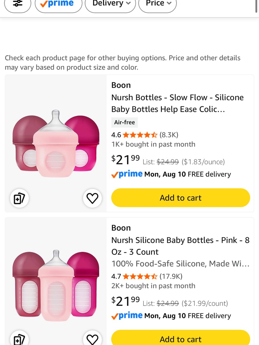 mark. Silicone Baby Bottles Set in Bright Pink, Peach & Coral